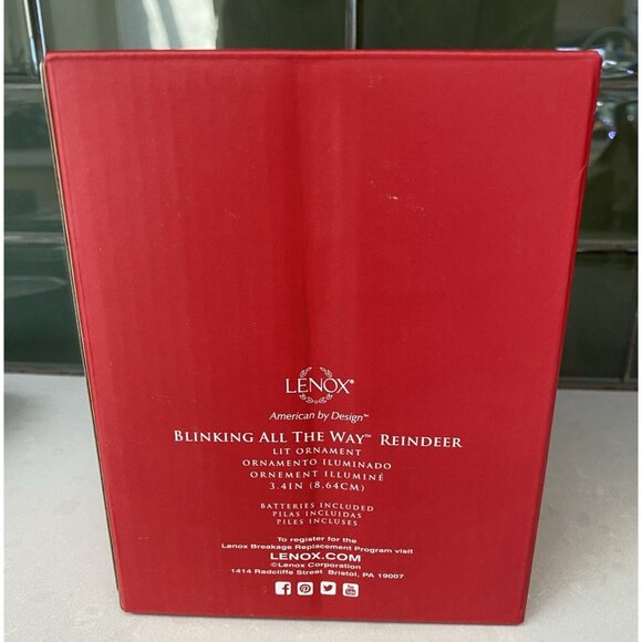 Blinking All The Way Reindeer 2016 Lenox Reindeer Ornament Red Nose Blinks! - Picture 8 of 9